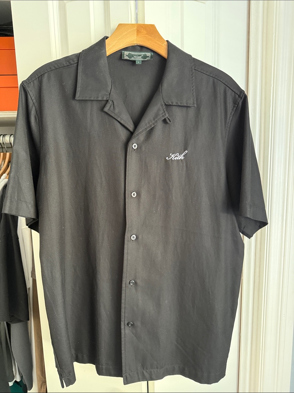 Kith Black Short-Sleeve Camp Collar Button-Down with Script Logo